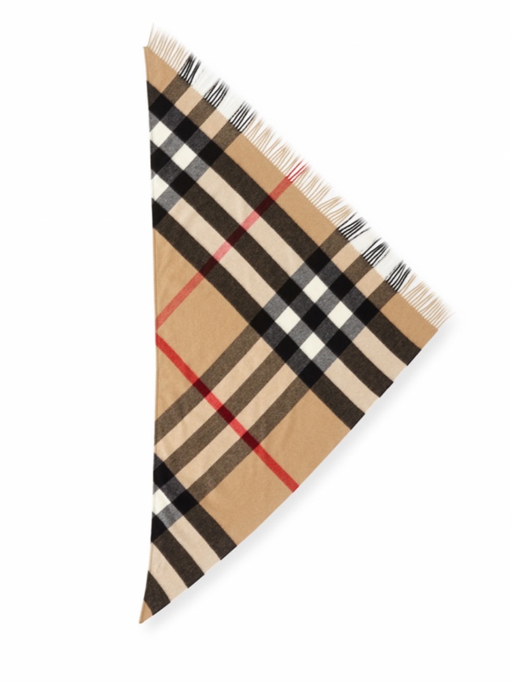 NWT. Burberry Half Mega Check Cashmere Fringe Bandana Scarf - Picture 3 of 11